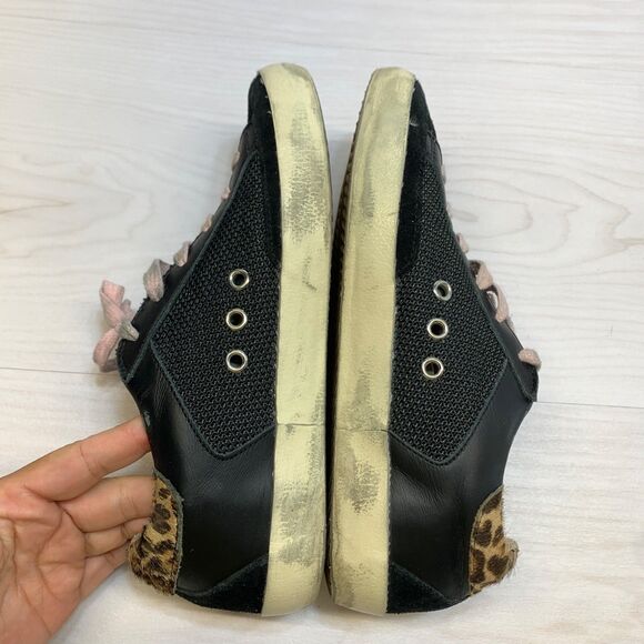 Golden Goose Black Leopard Print Sneakers Women’s Size 37 US 7 - Picture 3 of 15